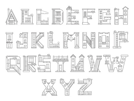 handmade font with cartoon style illustrations, for education and illustrationsのイラスト素材