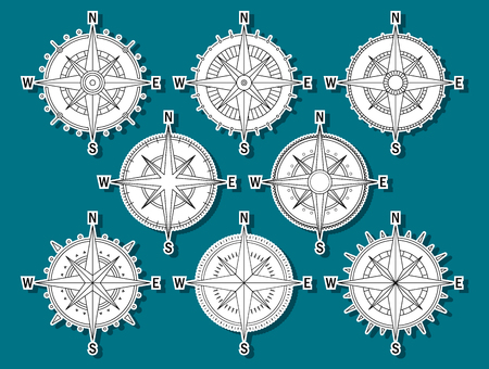 Vector image set of variations of the mark Wind Rose.のイラスト素材