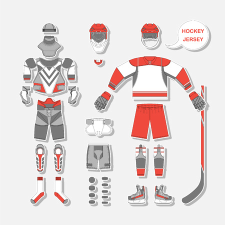 Full set of hockey uniform in vector. Easy recolor.のイラスト素材
