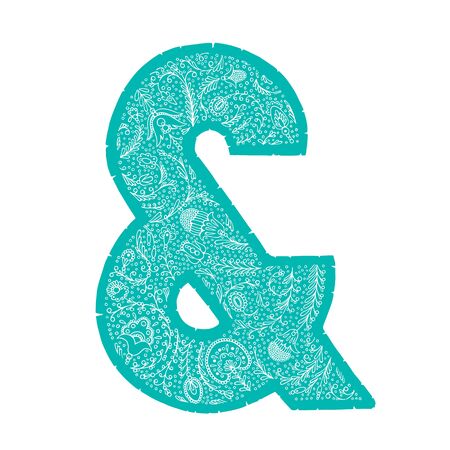 Hand drawn vector letter with floral pattern based on Russian ornaments. Perfect to decorate your posters, easy recolor,のイラスト素材