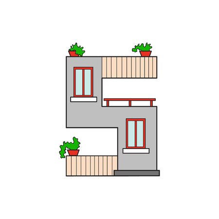 Illustration house letter alphabet. Larning the alphabet and literally in kindergarten. Letter isolated. The letter Sのイラスト素材