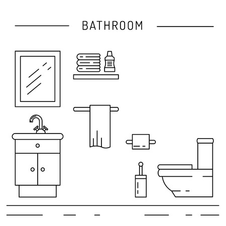 The interior of the shower room. Fittings used in the bathrooms.のイラスト素材