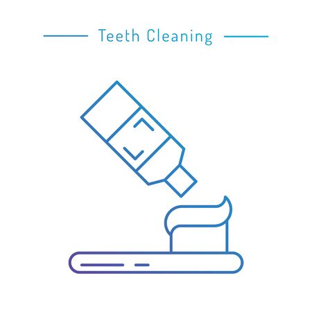 The items used for oral hygiene. Teeth cleaning icons outline set.のイラスト素材