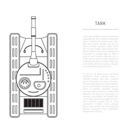 Armored car, tank, top view, with the artillery cannon and caterpillarのイラスト素材
