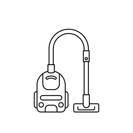 Cleaning of carpets with vacuum cleaner and detergents drawn in a linear fashion.のイラスト素材