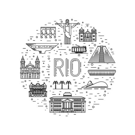 Buildings and landmarks of the Brazilian city of Rio de Janeiro.のイラスト素材
