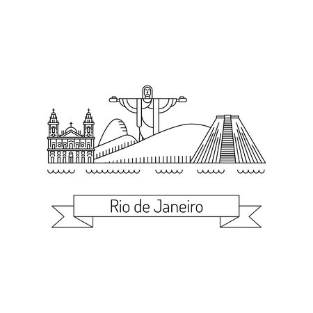Buildings and landmarks of the Brazilian city of Rio de Janeiro.のイラスト素材