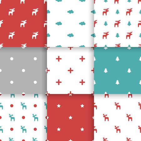 Set of Scandinavian trend seamless pattern. Minimalistic vector seamless pattern perfect for wallpaper, textil cotton print, bed linen, holiday package or wrapping paper.のイラスト素材