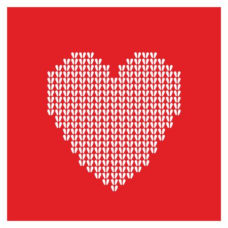 Valentine with a stylized heart cozy, knit from yarn. Made in vector, perfect for greeting cards in honor of Valentine's day and patterns.のイラスト素材