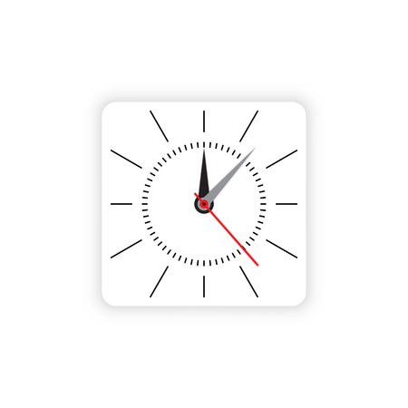 Vector image of minimalistic clock dial white with black ticks time, different shapes of round and...