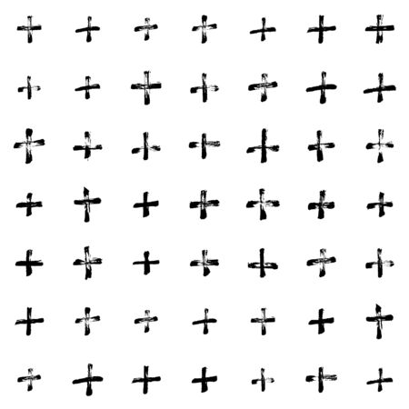 Pattern grunge hand-drawing with a dry brush in black ink made of geometric shapes, strokes.の写真素材