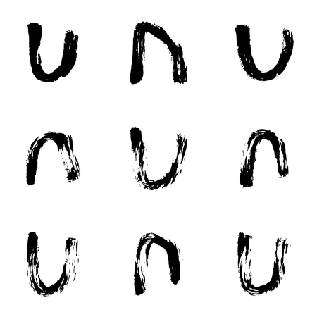 Hand-drawn grunge pattern with a dry brush using black ink. pattern made of geometric shapes, strokes and spots.のイラスト素材