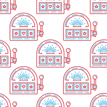 Seamless vector pattern with a casino slot machine. The pattern can be used for decoration and design as the background of the casino, or for registration and branding of products casinoのイラスト素材
