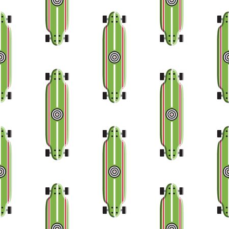 Seamless pattern with colored design skateboard and longboards. Texture boards for skating which you can use for wrapping paper, packaging, and background.のイラスト素材