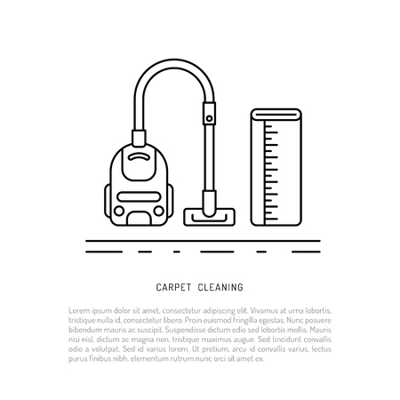 Linear vector illustration of a service on dry cleaning carpet bannerのイラスト素材