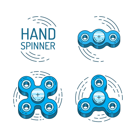 Hand spinner vector logo in a flat style. Several types of spinners icons,のイラスト素材