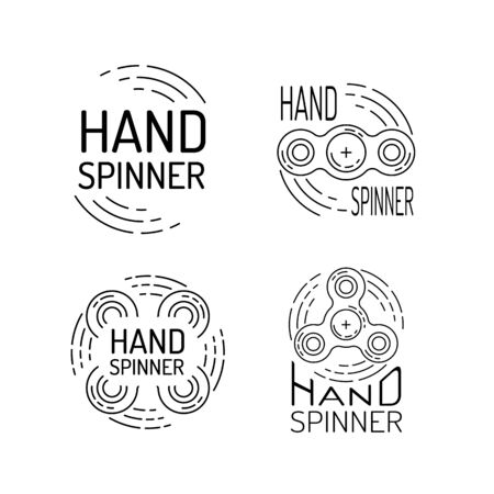 Hand spinner vector in a outline style. Several types of spinners logos, icons, flat style.のイラスト素材