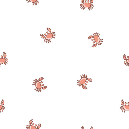 Repeating seamless pattern with crabs on a white background. Vector marine pattern, crabsのイラスト素材