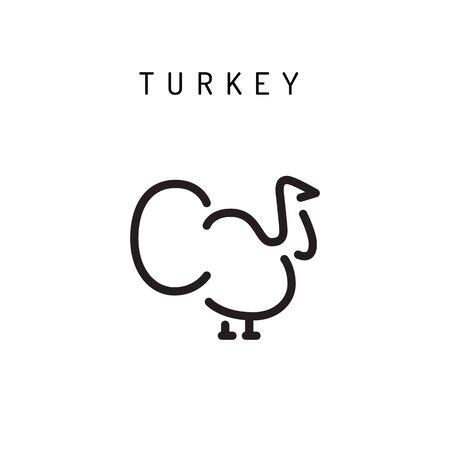 Turkey vector icon in a linear minimalist style for web, mobile and infographics. Turkey icon isolated on white background.のイラスト素材