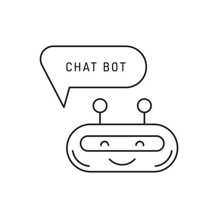 Chatbot avatar icon in a linear fashion for mobile applications isolated on white backgroundのイラスト素材