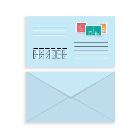 Mail envelope with postal stampのイラスト素材