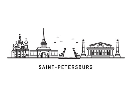 Saint Petersburg detailed skylineのイラスト素材