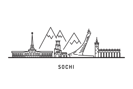 Set of the landmarks skyline of Sochi, Russia.のイラスト素材