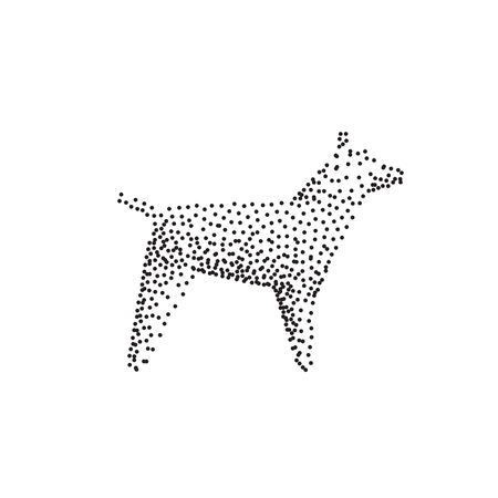 Black dot silhouette of dogs isolated on a white background. Icon dog art illustrationのイラスト素材