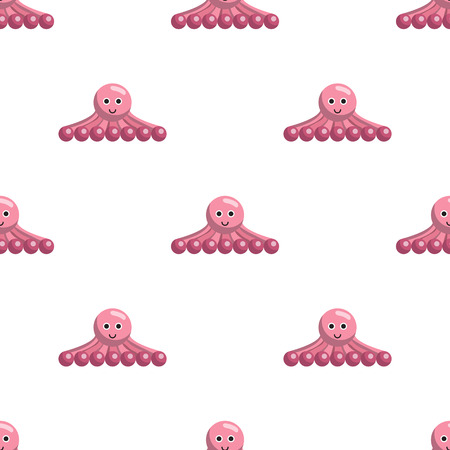 Vector illustration of seamless repeating pattern with octopus. The octopus is painted in a flat style and simple, minimalist forms, baby pattern.のイラスト素材