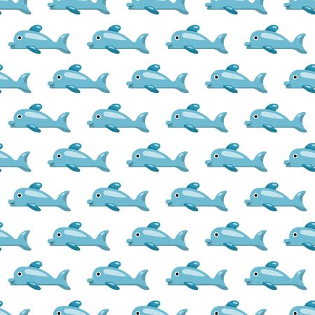 Dolphins vector seamless pattern. For printing on fabric and wrapping paper.のイラスト素材