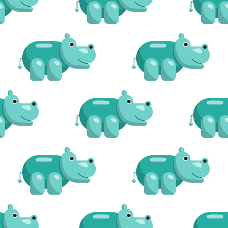 Vector seamless pattern on which are painted the hippopotamus, the African animal. Childrens pattern toy Hippoのイラスト素材