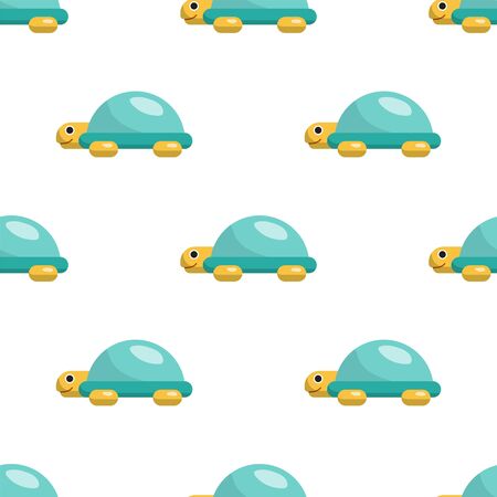 Vector seamless pattern on which are painted the turtle. Childrens cartoon pattern toy turtle isolated on white backgroundのイラスト素材