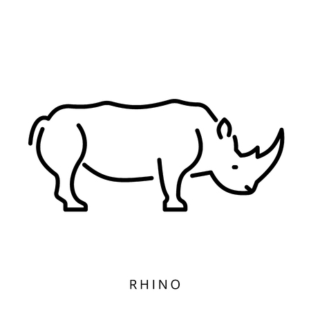 Vector illustration black outline african safari animal rhinoceros iconのイラスト素材