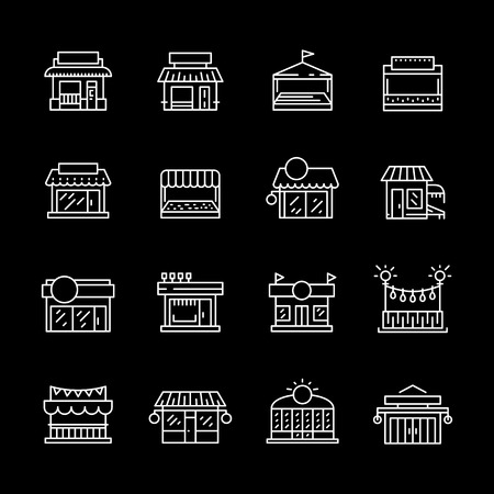 Commerce store front outline vector icon flatのイラスト素材
