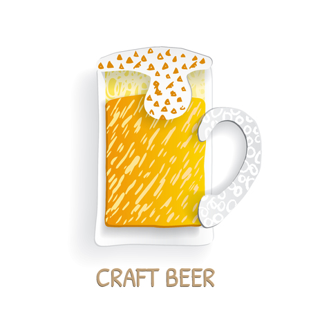 Elegant craft beer glass in flat paper cut for lager, amber ale and stoutのイラスト素材