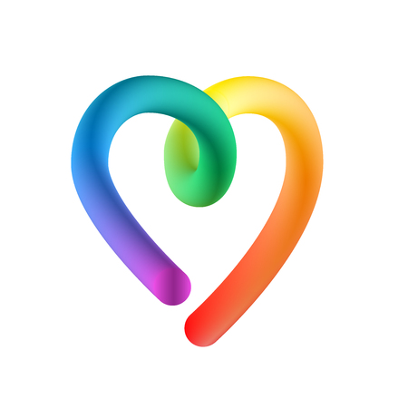 Rainbow heart on white background isolated 3dのイラスト素材