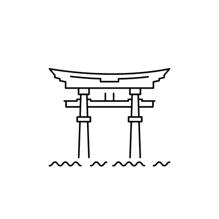 Japanese Gate, Temple Gate on the Lake Biwaのイラスト素材