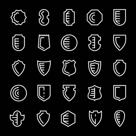 Set shields icons vector isolated on white backgroundのイラスト素材