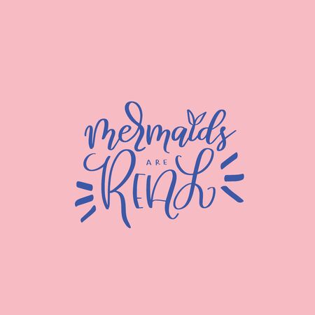 Summer mermaid lettering quote hand drawn posterのイラスト素材