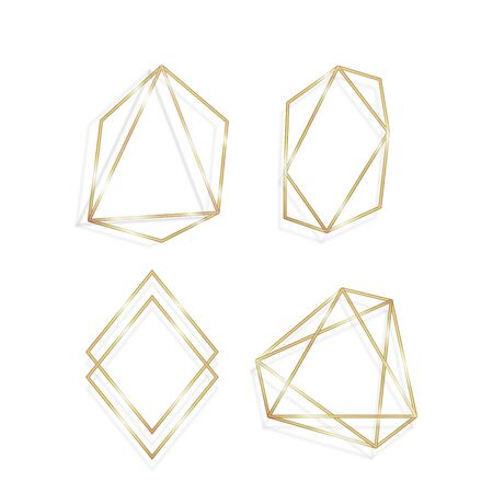 Collection of golden polygonal luxury frames vector setのイラスト素材