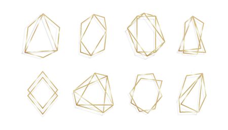 Collection of golden polygonal luxury frames vector setのイラスト素材