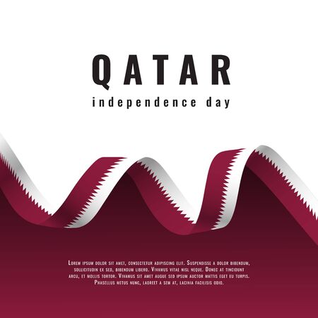 Qatar independence day celebration banner with ribbonのイラスト素材