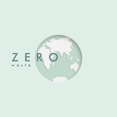 Zero waste. Ecology banner. Earth planet. Green vector illustration. Reuse Reduce Recycle. Earth day. Conscious consumption.のイラスト素材