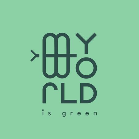 My world is green lettering template.のイラスト素材
