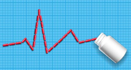 Red Pill raises the Heart Rate on a cardiogram trace.のイラスト素材