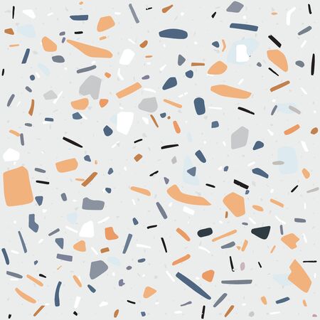 Terrazzo texture classic italian floor composed of natural stone, granite, quartz, marble, glass and concrete. Vector terrazzo veneziano seamless pattern. Stone abstract background for interior designのイラスト素材