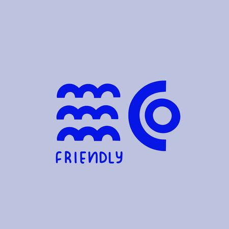 Eco friendly vector lettering poster with water waves. Eco friendly text logotype for natural products. Vector eco illustration isolated.のイラスト素材