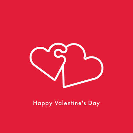 Happy Valentines Day text with puzzle hearts. Valentines Day Vector illustration design for greating cards, t shirt, prints, banners.のイラスト素材