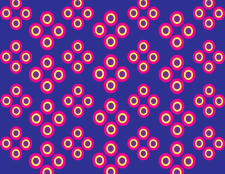 Concentric fuchsia, yellow and violet circles.の写真素材