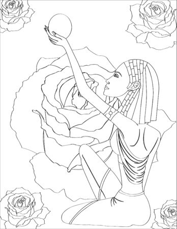 Cleopatra, queen and magician, printable coloring page, digital stampの写真素材